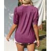 imageImily Bela Womens V Neck T Shirts Casual Puff Sleeve Loose Dressy Blouses Summer TopsFuchsia