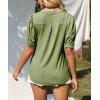 imageImily Bela Womens V Neck T Shirts Casual Puff Sleeve Loose Dressy Blouses Summer TopsGrass Green