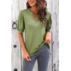 imageImily Bela Womens V Neck T Shirts Casual Puff Sleeve Loose Dressy Blouses Summer TopsGrass Green