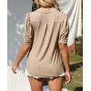 imageImily Bela Womens V Neck T Shirts Casual Puff Sleeve Loose Dressy Blouses Summer TopsKhaki