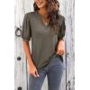 imageImily Bela Womens V Neck T Shirts Casual Puff Sleeve Loose Dressy Blouses Summer TopsOlive