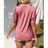 imageImily Bela Womens V Neck T Shirts Casual Puff Sleeve Loose Dressy Blouses Summer TopsRust Pink