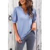 imageImily Bela Womens V Neck T Shirts Casual Puff Sleeve Loose Dressy Blouses Summer TopsSky Blue