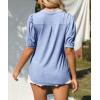 imageImily Bela Womens V Neck T Shirts Casual Puff Sleeve Loose Dressy Blouses Summer TopsSky Blue