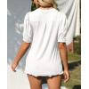 imageImily Bela Womens V Neck T Shirts Casual Puff Sleeve Loose Dressy Blouses Summer TopsWhite