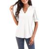 imageImily Bela Womens V Neck T Shirts Casual Puff Sleeve Loose Dressy Blouses Summer TopsWhite