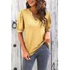 imageImily Bela Womens V Neck T Shirts Casual Puff Sleeve Loose Dressy Blouses Summer TopsYellow