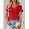 imageImily Bela Womens V Neck T Shirts Lightweight Short Sleeve Tops Casual Basic Tees Trendy Summer Tshirt Loose Fit 2025Red