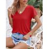 imageImily Bela Womens V Neck T Shirts Lightweight Short Sleeve Tops Casual Basic Tees Trendy Summer Tshirt Loose Fit 2025Red