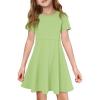 imageImily Bela Girls Summer Short Sleeve Dress A Line Swing Basic Skater Twirl Party Dresses 514 YearsLight Green