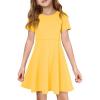 imageImily Bela Girls Summer Short Sleeve Dress A Line Swing Basic Skater Twirl Party Dresses 514 YearsYellow