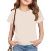 imageImily Bela Girls Summer T Shirts Kids Casual Crewneck Short Sleeve Loose Basic Tee Tops 514 YearsBeige