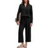 imageImily Bela Womens 2 Piece Outfits Sweatsuit Long Sleeve Lapel V Neck Shirt and Wide Leg Pants 2025 Fall Trendy TracksuitBlack