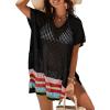 imageImily Bela Womens Crochet Swim Cover Up 2025 Swimsuits V Neck Swimwear Summer Bathing Suit Mesh Mini Dresses Beach ClothesBlack