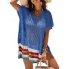 imageImily Bela Womens Crochet Swim Cover Up 2025 Swimsuits V Neck Swimwear Summer Bathing Suit Mesh Mini Dresses Beach ClothesBlue