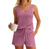 imageImily Bela Womens Pajama Sets 2 Piece Sleeveless Summer Pjs Ribbed Knit Tank Top and Shorts Cute Lounge SleepwearPink