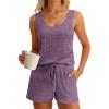 imageImily Bela Womens Pajama Sets 2 Piece Sleeveless Summer Pjs Ribbed Knit Tank Top and Shorts Cute Lounge SleepwearPurple