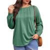 imageImily Bela Womens Plus Size Shirts Long Sleeve Dressy Casual Tops Blouses Fashion Pleated TunicsGreen