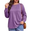 imageImily Bela Womens Plus Size Shirts Long Sleeve Dressy Casual Tops Blouses Fashion Pleated TunicsPurple