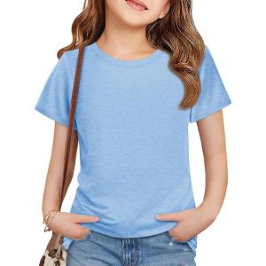 imageImily Bela Girls Summer T Shirts Kids Casual Crewneck Short Sleeve Loose Basic Tee Tops 514 YearsBlue