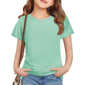 imageImily Bela Girls Summer T Shirts Kids Casual Crewneck Short Sleeve Loose Basic Tee Tops 514 YearsLight Green