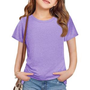 imageImily Bela Girls Summer T Shirts Kids Casual Crewneck Short Sleeve Loose Basic Tee Tops 514 YearsLight Purple