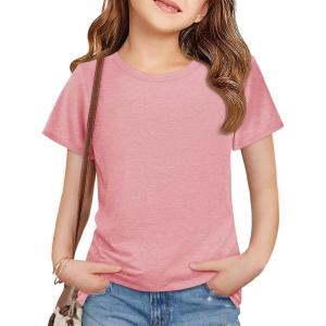 imageImily Bela Girls Summer T Shirts Kids Casual Crewneck Short Sleeve Loose Basic Tee Tops 514 YearsPink
