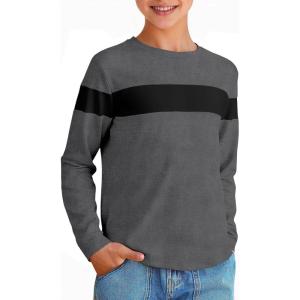 imageImily Bela Kids Boys T Shirts Casual Long Sleeve Color Block Tops Crewneck Loose Basic Tees 514 YearsGrey