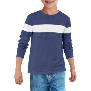 imageImily Bela Kids Boys T Shirts Casual Long Sleeve Color Block Tops Crewneck Loose Basic Tees 514 YearsNavy