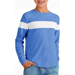 imageImily Bela Kids Boys T Shirts Casual Long Sleeve Color Block Tops Crewneck Loose Basic Tees 514 YearsRoyal Blue