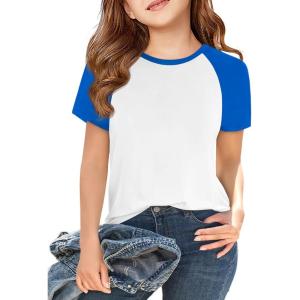 imageImily Bela Kids Girls T Shirts Casual Raglan Short Sleeve Crewneck Color Block Summer Tees 514 YearsRoyal Blue