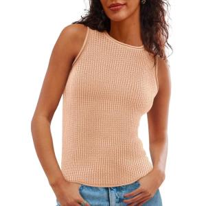 imageImily Bela Womens Sleeveless Sweater Vest Casual Crewneck Loose Fit Knit Tank Tops Lightweight Trendy Summer Ribbed PulloverPink