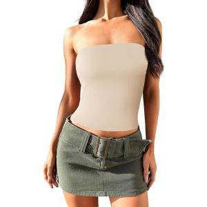 imageImily Bela Womens Summer Tube Tops Strapless No Pad Clubwear Y2K Going Out Stretchy Basic Casual Cami TopsApricot