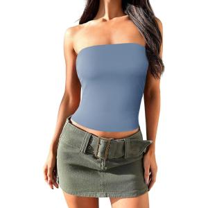 imageImily Bela Womens Summer Tube Tops Strapless No Pad Clubwear Y2K Going Out Stretchy Basic Casual Cami TopsBlue