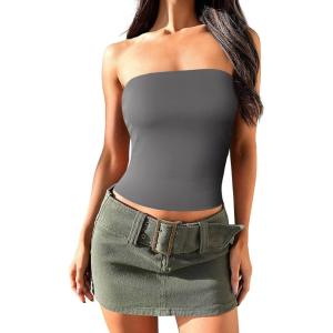 imageImily Bela Womens Summer Tube Tops Strapless No Pad Clubwear Y2K Going Out Stretchy Basic Casual Cami TopsDark Grey