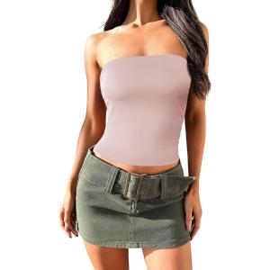 imageImily Bela Womens Summer Tube Tops Strapless No Pad Clubwear Y2K Going Out Stretchy Basic Casual Cami TopsPink