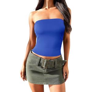 imageImily Bela Womens Summer Tube Tops Strapless No Pad Clubwear Y2K Going Out Stretchy Basic Casual Cami TopsRoyal Blue