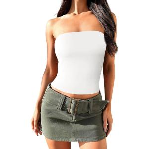 imageImily Bela Womens Summer Tube Tops Strapless No Pad Clubwear Y2K Going Out Stretchy Basic Casual Cami TopsWhite