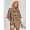 imageImily Bela Womens Nashville Oversized T Shirts Country Concert Outfits Hollow Out Guitar Graphic Tees Vintage TopsBrown