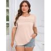 imageImily Bela Womens Plus Size Tops 2025 Dressy Casual Short Sleeve Tunic Summer Crew Neck Flowy Pleated TeesApricot