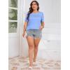imageImily Bela Womens Plus Size Tops 2025 Dressy Casual Short Sleeve Tunic Summer Crew Neck Flowy Pleated TeesBaby Blue