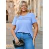 imageImily Bela Womens Plus Size Tops 2025 Dressy Casual Short Sleeve Tunic Summer Crew Neck Flowy Pleated TeesBaby Blue