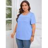 imageImily Bela Womens Plus Size Tops 2025 Dressy Casual Short Sleeve Tunic Summer Crew Neck Flowy Pleated TeesBaby Blue