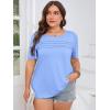 imageImily Bela Womens Plus Size Tops 2025 Dressy Casual Short Sleeve Tunic Summer Crew Neck Flowy Pleated TeesBaby Blue