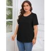 imageImily Bela Womens Plus Size Tops 2025 Dressy Casual Short Sleeve Tunic Summer Crew Neck Flowy Pleated TeesBlack