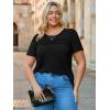 imageImily Bela Womens Plus Size Tops 2025 Dressy Casual Short Sleeve Tunic Summer Crew Neck Flowy Pleated TeesBlack