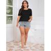 imageImily Bela Womens Plus Size Tops 2025 Dressy Casual Short Sleeve Tunic Summer Crew Neck Flowy Pleated TeesBlack