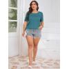 imageImily Bela Womens Plus Size Tops 2025 Dressy Casual Short Sleeve Tunic Summer Crew Neck Flowy Pleated TeesBlue  Green