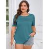 imageImily Bela Womens Plus Size Tops 2025 Dressy Casual Short Sleeve Tunic Summer Crew Neck Flowy Pleated TeesBlue  Green