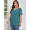 imageImily Bela Womens Plus Size Tops 2025 Dressy Casual Short Sleeve Tunic Summer Crew Neck Flowy Pleated TeesBlue  Green